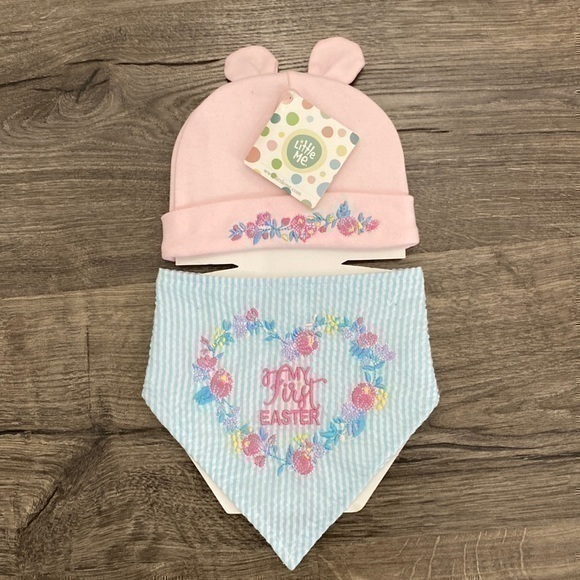 0-12 month my first Easter bib and hat set - Picture 1 of 1